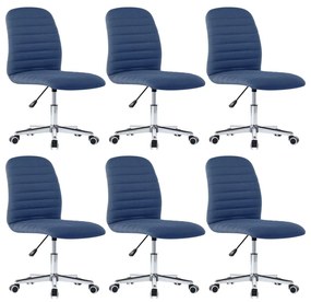 Καρέκλες Τραπεζαρίας 6 τεμ. Μπλε Υφασμάτινες - Μπλε