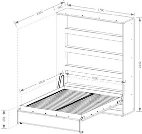 Κρεβάτι τοίχου Aether II-Fusiko-Mavro-160 x 200