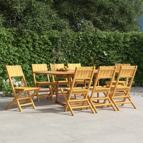 Καρέκλες Κήπου Πτυσσόμενες 8 τεμ. 47x61x90 εκ. Μασίφ Ξύλο Teak - Καφέ