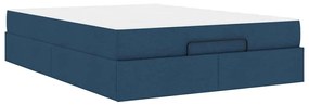 vidaXL Σκελετός κρεβατιού με στρώμα με στρώμα 2 pcs Μπλε ύφασμα