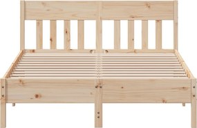 vidaXL Bed Frame Natural 140 x 190 cm Solid Pine Wood
