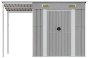 vidaXL Αποθήκη Κήπου Εκτεταμένη Οροφή Αν. Γκρι 277x107x181 εκ Ατσάλι