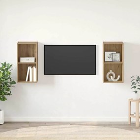 vidaXL Τηλεοπτική Κάβα Τοίχου 2 pcs Χειροποίητη δρυς 37 x 37 x 72 εκ