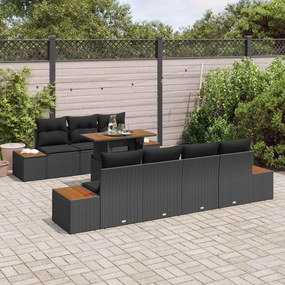 vidaXL Σετ Καναπέ Κήπου με αποθήκευση 8 pcs Μαύρο Πολυ ράταν