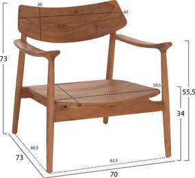 ΠΟΛΥΘΡΟΝΑ LOUNGE RANGER HM18255.01 ΞΥΛΟ TEAK ΣΕ ΦΥΣΙΚΟ 70x73x73Υεκ.