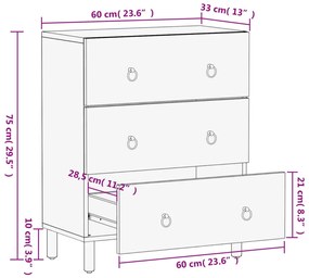 Βοηθητικό Ντουλάπι 60 x 33 x 75 εκ. από Μασίφ Ξύλο Μάνγκο  - Καφέ