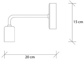 Απλίκα τοίχου Aven Megapap E27 μεταλλική χρώμα μαύρο 8x20x15εκ.