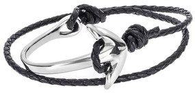 Βραχιόλι Senza Men&#039;s Steel Black Leather Strap