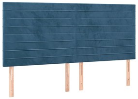 Κρεβάτι Boxspring με Στρώμα Σκούρο Μπλε 180x200 εκ. Βελούδινο - Μπλε