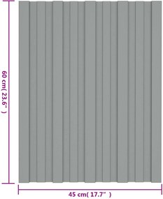 vidaXL Πάνελ οροφής 12 τεμ. Γκρι 60 x 45 cm Γαλβανισμένος χάλυβας