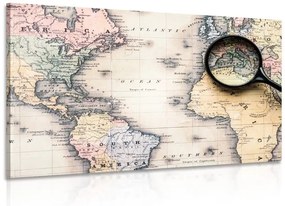 Εικόνα παγκόσμιου χάρτη με μεγεθυντικό φακό - 60x40