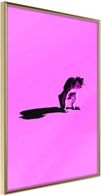 Αφίσα - Monkey on Pink Background - 20x30 - Χρυσό - Χωρίς πασπαρτού