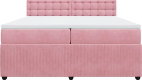 vidaXL Κρεβάτι Boxspring με Στρώμα Ροζ 200x200 εκ. Βελούδινο