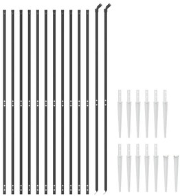 vidaXL Συρματόπλεγμα Περίφραξης Ανθρακί 1,6 x 25 μ. με Καρφωτές Βάσεις