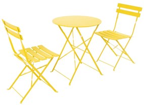 Intrahome Τραπεζαρία Bistro 3τεμ Intrahome μεταλλική αναδιπλούμενη σε κίτρινη απόχρωση Φ60x71εκ | SKU: INTRAPA-320111124