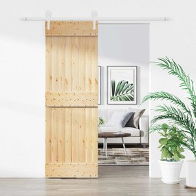 vidaXL Συρόμενη Πόρτα Φυσικό και Λευκό 70 x 210 cm