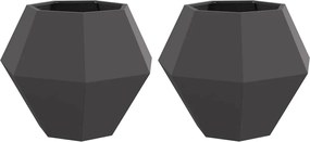 vidaXL Γλάστρα 2 pcs Μαύρο 75 x 75 x 60 εκ Ατσάλι