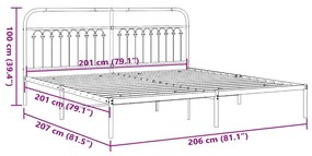 Πλαίσιο Κρεβατιού με Κεφαλάρι Λευκό 200 x 200 εκ. Μεταλλικό - Λευκό