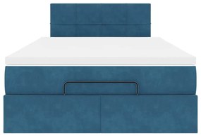 vidaXL Οθωμανικό κρεβάτι με στρώμα σκούρο μπλε 120x190 cm Velvet