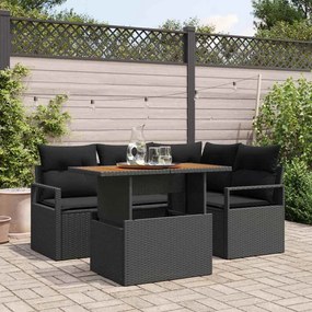 vidaXL Σετ Καναπέ Κήπου με αποθήκευση 5 pcs Μαύρο Πολυ ράταν