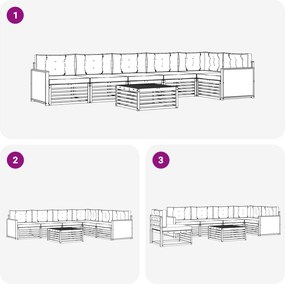 vidaXL Σειρά Καναπέ Εξωτερικού 7 pcs Φυσικό και Ανθρακί