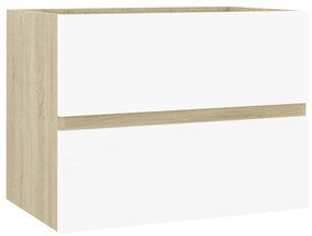 vidaXL Ντουλάπι Νιπτήρα Λευκό/Sonoma Δρυς 60x38,5x45 εκ. Μοριοσανίδα