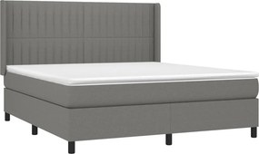 vidaXL Κρεβάτι Boxspring με Στρώμα Σκούρο Γκρι 180x200 εκ Υφασμάτιν