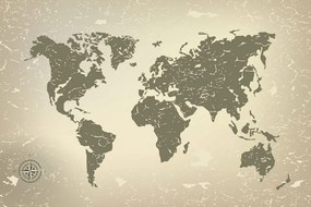 Εικόνα στο φελλό ενός παλιού παγκόσμιου χάρτη σε αφηρημένο φόντο - 90x60  wooden