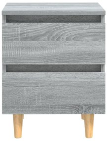 vidaXL Κομοδίνο Γκρι Sonoma 40 x 35 x 50 εκ. με Μασίφ Ξύλινα Πόδια