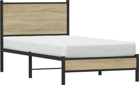 vidaXL Σκελετός Κρεβ. Χωρίς Στρώμα Sonoma Δρυς 75x190 εκ. Μεταλλικό