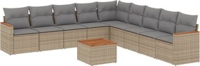 vidaXL Patio Sofa Set 9-θέσια Beige and Grey