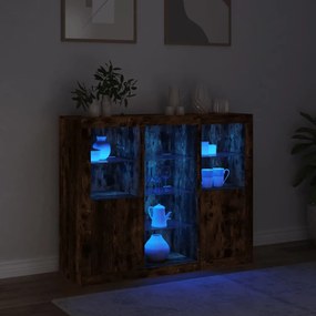 Ντουλάπια με Φώτα LED 3 τεμ. Καπνιστή Δρυς Επεξεργασμένο Ξύλο - Καφέ
