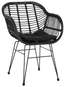 Καρέκλα Πολυθρόνα ALLEGRA C5450.32 Μεταλλική με Μαύρο Wicker & Μαξιλάρι 58x59x82Υεκ. 58x59x82 εκ.