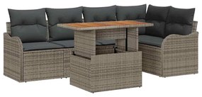 vidaXL Σετ Καναπέ Κήπου με μαξιλάρι 6 pcs Γκρι συνθετικό ρατάν