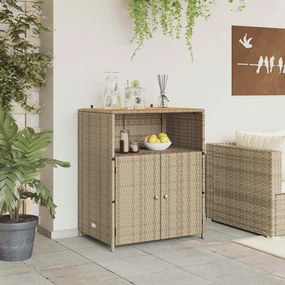 vidaXL Ντουλαπιού Μπεζ 70 x 50 x 87 εκ Πολυεστέρας και Ρόλυ Ράττεν