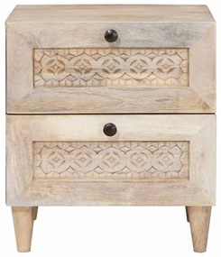 vidaXL Κομοδίνο με συρτάρι Μπεζ 40 x 33 x 46 εκ. Μασίφ ξύλο μάνγκο