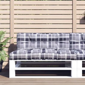 vidaXL Μαξιλάρι Παλέτας Γκρι Καρό 120 x 40 x 12 εκ. Υφασμάτινο