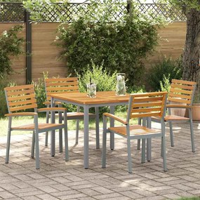 vidaXL Σέτ φαγητού για κήπο 5 pcs Γκρι και καφέ 90 x 90 x 75 cm
