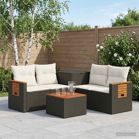 vidaXL Σετ Καναπέ 6 τμχ. Μαύρο και Κρεμ Λευκό 55 x 55 x 37 εκ