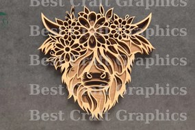 Σετ των 2 Intra απο ξύλο plywood 3mm-4mm πάχος - Αρχεία αποκοπής με στρώματα κρανίου αγελάδας Δίασταση 20x20 cm INTRAFABR-119821036