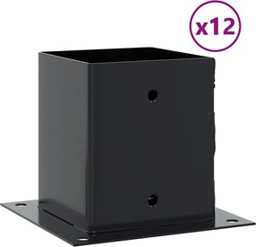 vidaXL Βάσεις στύλων τετράγωνες 12 τεμάχια Χάλυβας με επικάλυψη σκόνης