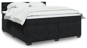 vidaXL Κρεβάτι Boxspring με Στρώμα Μαύρο 180x200 εκ. Βελούδινο