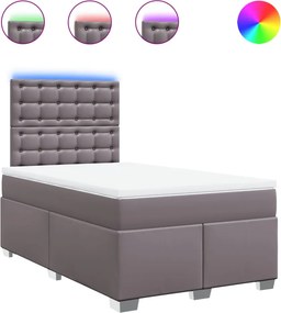 vidaXL Κρεβάτι Boxspring με Στρώμα Γκρι 120x190εκ. από Συνθετικό Δέρμα