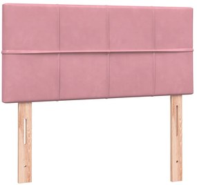 vidaXL Κρεβάτι Boxspring με Στρώμα &amp; LED ροζ 100x220 cm Βελούδινο