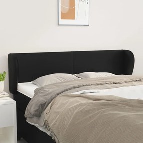 Κεφαλάρι με Πτερύγια Μαύρο 147 x 23 x 78/88 εκ. Συνθετικό Δέρμα - Μαύρο