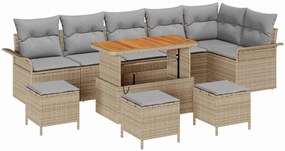 vidaXL Σετ Καναπέ Κήπου 10 pcs Μπεζ, Ανοιχτό Γκρι 110 x 55 x 71 εκ