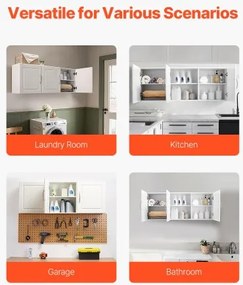 VEVOR 54 in Laundry Room Wall Cabinet 2-Tier Kitchen Cupboard with 3 Doors White