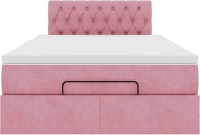 vidaXL Οθωμανικό κρεβάτι με στρώμα ροζ 120x190 cm Velvet