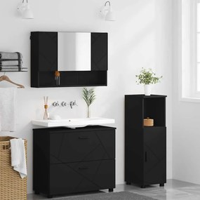 vidaXL Σετ Επίπλων Μπάνιου με συρτάρι 3 pcs Μαύρο 76,5 x 35 x 64 εκ