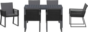 vidaXL Σέτ φαγητού για κήπο 7 pcs Ανθρακί συνθετικό ρατάν